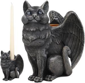 Ebros Gothic Angel Winged Cat Gargoyle Candle Holder Statue