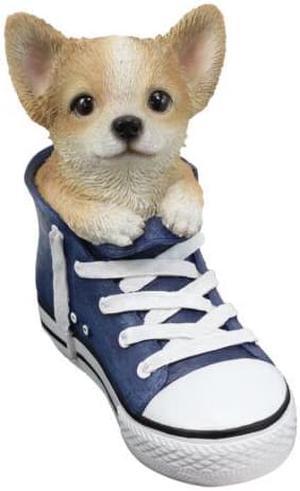Ebros Lifelike Taco Chihuahua Puppy Dog in Sneaker Shoe Figurine 6.75"H