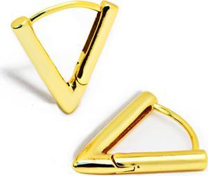 18K Gold Plated Sterling Silver Triangle VShaped Huggie Earrings  Small Vermeil Hoop Earrings