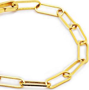 18K Gold Plated Sterling Silver Large Paperclip Link Chain Bracelet | Vermeil Bracelet For Men Women