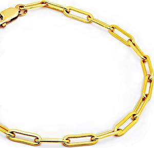 18K Gold Plated Sterling Silver Link Chain Bracelet | Vermeil Paperclip Bracelet For Men Women