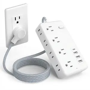 Power Strip, Surge Protector with 15 Outlets and 4 USB Ports, 5 Feet Extension Cord (1875W/15A), 2700 Joules, Black Power Strip, Surge Protector with 15 Outlets and 4 USB Ports, 5 Feet Extension Cord (1875W/15A), 2700 Joules, Black