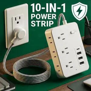 Surge Protector Power Strip Power Bar with 6 Widely Spaced Outlets & 4 USB Ports, Flat Plug Braided Extension Cord, Wall Mount Multi-Plug Outlet Extender for Home, Office, College Dorm & Indoor Use Surge Protector Power Strip Power Bar with 6 Widely Spaced Outlets & 4 USB Ports, Flat Plug Braided Extension Cord, Wall Mount Multi-Plug Outlet Extender for Home, Office, College Dorm & Indoor Use