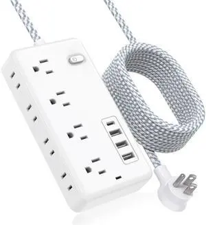 Power Strip, Surge Protector with 15 Outlets and 4 USB Ports, 5 Feet Extension Cord (1875W/15A), 2700 Joules, Black 10FT Power Strip, Surge Protector with 15 Outlets and 4 USB Ports, 5 Feet Extension Cord (1875W/15A), 2700 Joules, Black 10FT