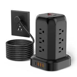FUAUFAS Tower Power Strip Surge Protector USB Ports, Multiple Outlets Ports Desktop Charging Station, Flat Plug, Wall Mount,with Night Light Station, Power Bar, Office Desk Supplies, Dorm Essentials FUAUFAS Tower Power Strip Surge Protector USB Ports, Multiple Outlets Ports Desktop Charging Station, Flat Plug, Wall Mount,with Night Light Station, Power Bar, Office Desk Supplies, Dorm Essentials