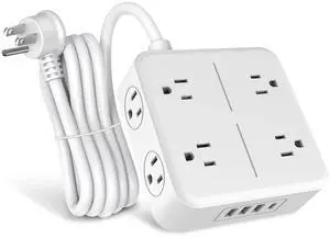 Surge Protector Power Strip 4800J, 5Ft Long Extension Cord Flat Plug, 8 Outlets 3 USB C 1 USB Ports, Wall Mountable, Desk Charging Station, Black Surge Protector Power Strip 4800J, 5Ft Long Extension Cord Flat Plug, 8 Outlets 3 USB C 1 USB Ports, Wall Mountable, Desk Charging Station, Black