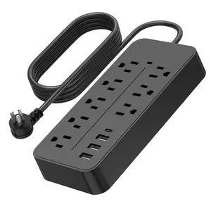 Power Strip, Surge Protector with 8 AC outlets and 4 USB ports, 5 Ft Extension Cord, 12 in 1 Charging Station for Home/Office/Dorm Power Strip, Surge Protector with 8 AC outlets and 4 USB ports, 5 Ft Extension Cord, 12 in 1 Charging Station for Home/Office/Dorm