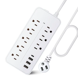 Protector Power Strip, Multiple Outlets Extension Cord with 8 AC Outlets and 4 USB Charging Ports (1 USB-C), 45° Flat Plug, 4 Ft Mountable Outlet Extender for Home/Office/Dorm Protector Power Strip, Multiple Outlets Extension Cord with 8 AC Outlets and 4 USB Charging Ports (1 USB-C), 45° Flat Plug, 4 Ft Mountable Outlet Extender for Home/Office/Dorm