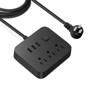 Flat Plug Extension Cord, Power Strip with 3 USB Ports 5ft Outlet Extender, Wall Mount, Desk Charging Station for Office School Travel Dorm Room Essentials, ETL Listed Flat Plug Extension Cord, Power Strip with 3 USB Ports 5ft Outlet Extender, Wall Mount, Desk Charging Station for Office School Travel Dorm Room Essentials, ETL Listed