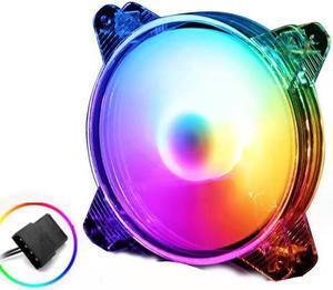Cross border direct supply desktop computer host, color RGB chassis, cooling fan, glass large 4P mixed color fixed light 12CM crystal cool LED, silent