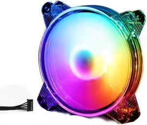 Cross border direct supply desktop computer host, color RGB chassis, cooling fan, glass 6P RGB version 12CM crystal cool LED, silent