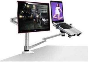 Multimedia Desktop Dual Arm 27 inch LCD Monior Holder+ Laptop Holder Stand Table Full Motion Dual Monitor Mount Arm Stand