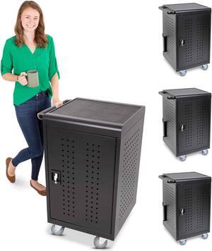 3-Pack | Line Leader 30 Unit Mobile Charging Cart with Locking Cabinets | UL Safety-Certified Charging Station for 30 Tablets, Laptops or Chromebooks | ANSI/BIFMA Standard Laptop Cart & Storage Cart