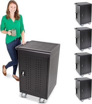 4-Pack | Line Leader 30 Unit Mobile Charging Cart with Locking Cabinets | UL Safety-Certified Charging Station for 30 Tablets, Laptops or Chromebooks | ANSI/BIFMA Standard Laptop Cart & Storage Cart