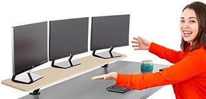 Stand Steady 55 Inch Clamp On Desk Shelf | Large Monitor Riser Supports 3 Screens for Extra Storage | Ergonomic Monitor Stand Securely Attaches to Surface with Clamp Base - No Screws (55 In / Maple)
