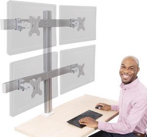 Stand Steady 4 Monitor Mount Desk Setup - Heavy-Duty Height Adjustable Monitor Stand, Swivel Arm with Clamp-On Base, Four Screen VESA Mount Fits Most LCD/LED Monitors 17-32 in. (Silver, 4 Mounts)
