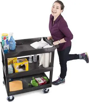 Stand Steady Tubstr Heavy Duty 32 x 18 inches - Shelf Utility Cart/Service Cart - Tub Carts & Deep Shelves (3 Shelf)