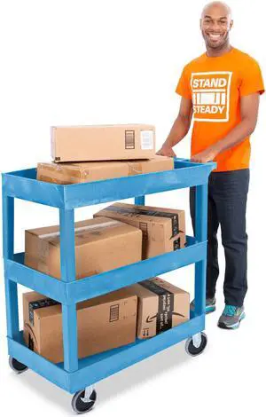 Stand Steady 18" x 32" Tubstr Two Shelf Heavy Duty Tub Utility Cart - Blue