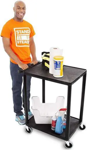 Original Tubstr Flat Top Utility Cart/Service Cart Compact, 24 x 18 Inches Heavy Duty, Supports up to 200 lbs - Lipped Shelf Cart Great for Warehouse, Garage, Cleaning and More