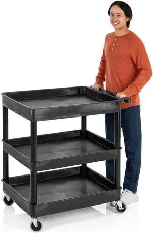 Stand Steady 24" x 32" Tubstr Three Shelf Tub Utility Cart - Black