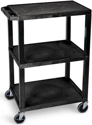 Stand Steady 18" x 24" Tubstr Three Shelf Flat Utility Cart - Black
