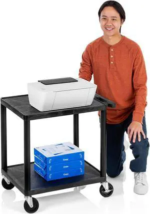 Stand Steady 18" x 24" Tubstr Two Shelf Flat Utility Cart - Black