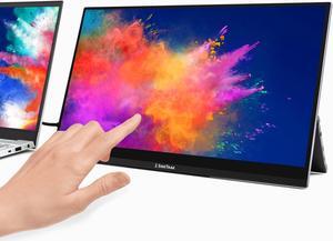SideTrak Solo Pro Portable Monitor Freestanding Touchscreen 15.8" FHD 1080P LED IPS Screen with Kickstand |Compatible with Mac, PC, Chrome | Powered by USB-C + Mini HDMI | Built-in Speakers & HDR Mode
