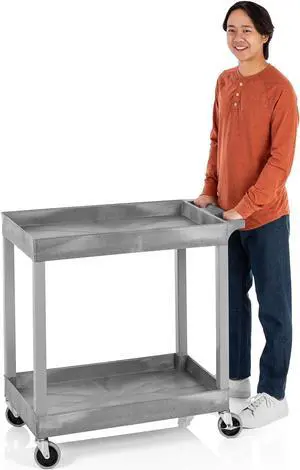 Stand Steady 18" x 32" Tubstr Two Shelf Tub Utility Cart - Gray