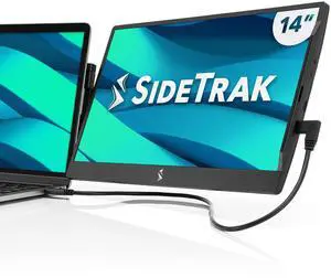 SideTrak Swivel 14” Attachable Portable Monitor for Laptop FHD IPS USB Laptop Dual Screen with Kickstand | Compatible with Mac, PC, & Chrome | Fits All Laptop Sizes | Powered by USB-C or Mini HDMI