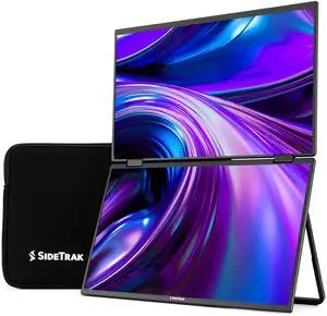 SideTrak Solo Book 15.6" Foldable Dual Screen Portable Monitor - FHD Portable Stacked Monitor, Dual Monitor for Laptop, Display Extender with Stacked Dual Monitor for Mac, PC, and Chromebook