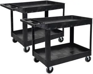 2 Pack Original Tubstr Extra Large 2 Shelf Utility Cart - Heavy Duty and Huge | Each Cart Supports up to 500 lbs | Comes with Two Extra Large Tub Carts with Deep Shelves