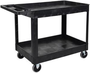 Stand Steady Original Tubstr Extra Large Two Shelf Utility Service Cart - Supports up to 500 lbs., Heavy-Duty Rolling Service Cart for Warehouse, Garage, School, Kitchens, Office (Black, 45.5 x 24.5)