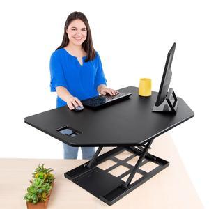 Stand Steady X-Elite Pro | Premier Corner Standing Desk Converter | Extra Large 40 Inch Sit to Stand Desk | Fully Assembled | Height Adjustable Desk Converter for Cubicles and L-Shaped Desks (Black)