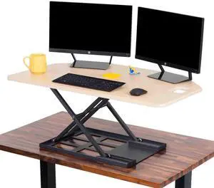 Stand Steady X-Elite Pro | Premier Corner Standing Desk Converter | Extra Large 40 Inch Sit to Stand Desk | Fully Assembled | Height Adjustable Desk Converter for Cubicles and L-Shaped Desks (Maple)