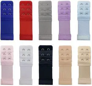 Women Bra Band Extenders, Ladies Adjustable Soft & Comfortable Elastic Bra Strap Extension or Bra Clip Extender B-E-B-E1 (2 Hook - 10 Color)