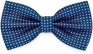 SYAYA Formal Tuxedo Polka Dots Bow Tie, Teen Boy Pre Tied Classic Tux Bowtie For Father or Easter Day Necktie M-B-T1 (Royal Blue With White Dot)