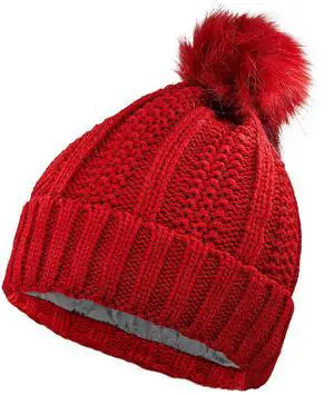 Womens Winter Hat, Winter Beanies Hats for Women with Pom Pom, Thick Wool Warm Knit Caps Pompom for Cold Weather U-SY-P1H (US, Alpha, One Size, Red)