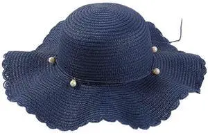 Straw Beach Ha Big-brim for Women, Wide Brim Beach Sunhat Floppy with UV Protection for Outdoor Summer Activities U-9Y-6M (US, Alpha, One Size, Navy Blue)