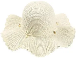 Straw Beach Ha Big-brim for Women, Wide Brim Beach Sunhat Floppy with UV Protection for Outdoor Summer Activities U-9Y-6M (US, Alpha, One Size, Beige)