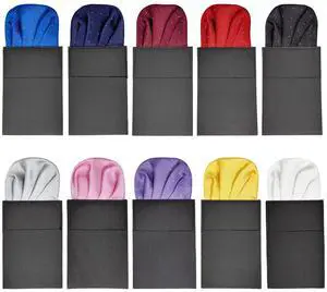 10 Pack Silk Men's Pre-Folded Pocket Squares Set, Prefolded Handkerchief For Wedding Party/Suit/Tuxedo PF-H-6 (Sharp Corners - Pink,White,Black,Red,Gray,Gold,Royal Blue,Rose,Purple,Champagne)