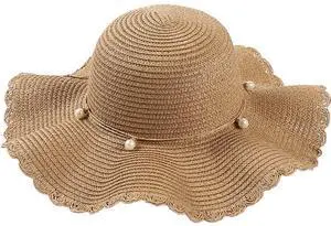 Straw Beach Ha Big-brim for Women, Wide Brim Beach Sunhat Floppy with UV Protection for Outdoor Summer Activities U-9Y-6M (US, Alpha, One Size, Coffee)