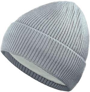 Winter Beanie Hat for Men & Women, Unisex Thick Wool Knit Hat with Warm Fleece Lined, Winter Knitted Skull Cap U-SY-M1 (US, Alpha, One Size, Light Grey)