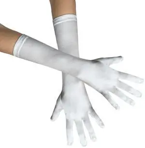 Long Satin Opera Glove For Women Formal, Elbow Length Glove For Bridal Evening Dance/ Tea Party/ Church/ Wedding W-G-1 (Ivory White)