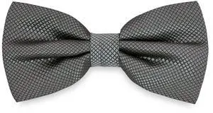 Pre-Tied Plaid Pattern Bow Tie For Men or Women, Formal Tuxedo Bowties For Wedding Party Necktie or Business M-M-B2T (Silver Gray)
