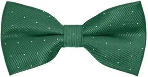 Pre-Tied Men Formal Bow Tie, Glitter Dot Teen Boy or Girl Tuxedo Bowtie For Wedding or Party Necktie M-B-T5 (Emerald Green With Silver Dot)