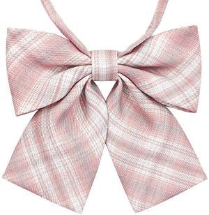 Pre-Tied Japanese School Girl Uniform Bow Ties, Office Lady Uniform Bowtie/ Women kawaii Neck Tie for Cosplay WBT6 (Pink Plaid)