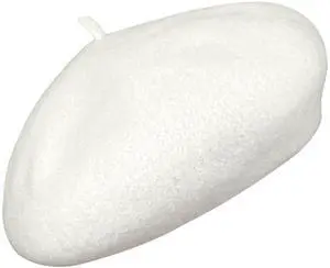 Adults French Wool Berets Hat, Reversible Classic Fashion Warm Painter Cap For Women Girls Lady in Winter Autumn W-B-L-1 (White)