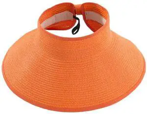 Large Sun Hats for Women Packable, Straw Oversized Beach Cap Wide Brim for UV Protection & Summer Travel U-S-M1Y (US, Alpha, One Size, Orange)
