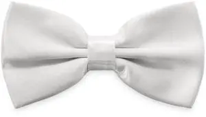 Men's Bow Tie, Silk Bowtie for Men Pre-Tied Clip-On Formal Tuxedo or Weddings & Easter Day Dinner Parties & Events U-MBT3 (Pure White)