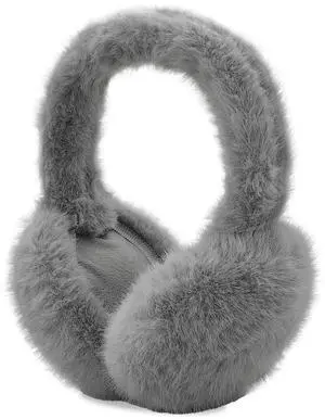 SYAYA Women Fuzzy Earmuffs, Teen Girls Foldable Warm Plush Ear Muffs Ear Warmers For Winter Cold Weather Ear Covers W-E-M2 (Gray)